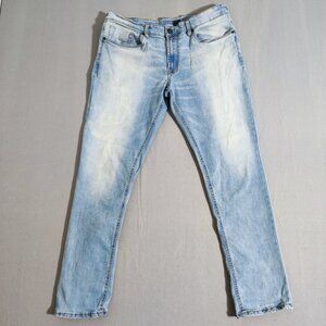 Buffalo jeans men's size 34/32 hard bleach washed blue Ash-X Slim Stretch denim
